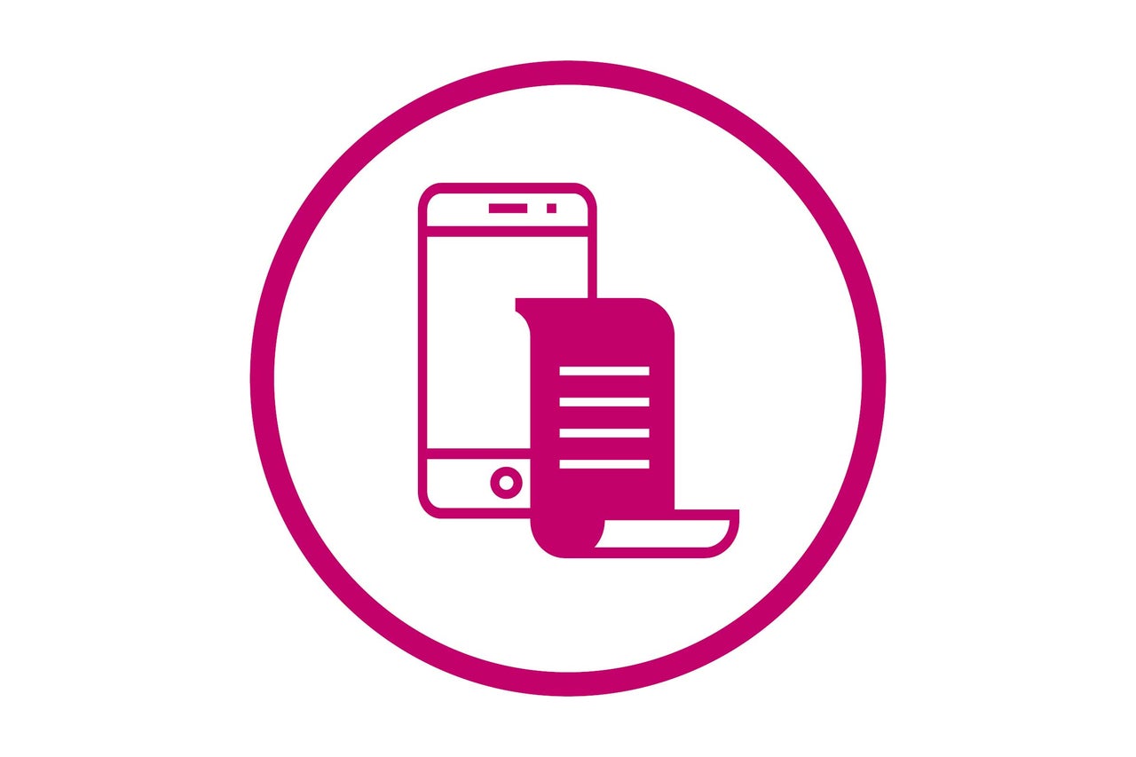 Symbool voor mobiele factuur binnen een cirkel