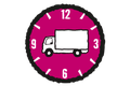 Symbool voor levertijd met klok en vrachtwagen