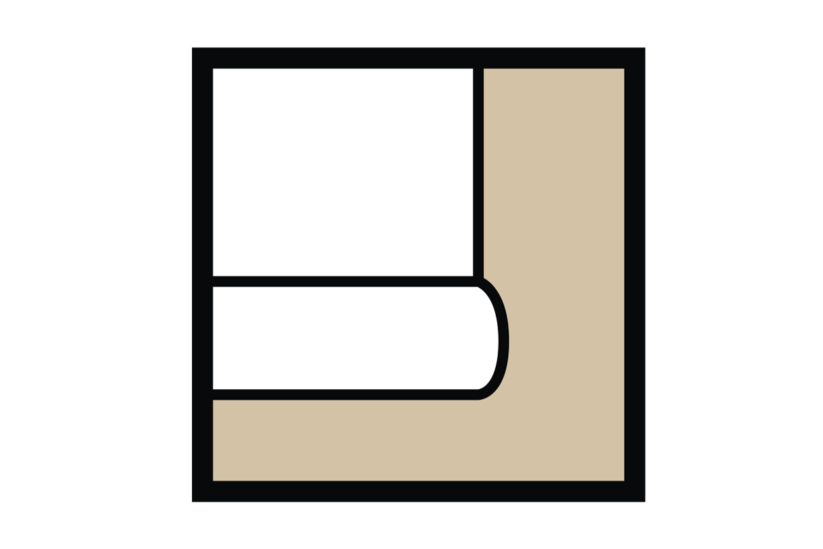 Symbool voor afgeronde langszijde