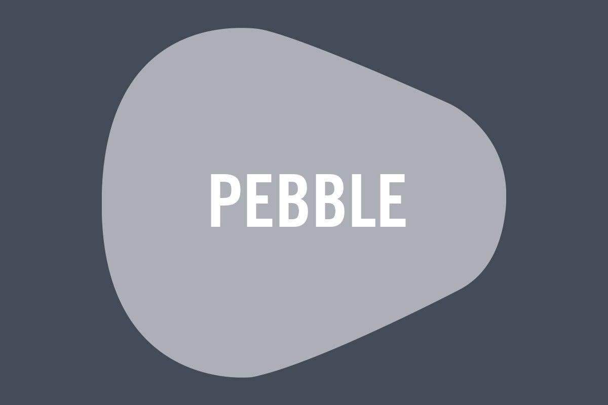 Symbool in de vorm van een kiezelsteen met de tekst Pebble.