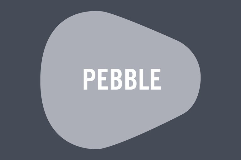 Symbool in de vorm van een kiezelsteen met de tekst Pebble.