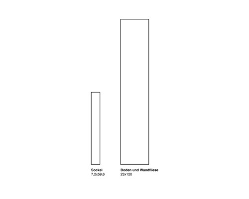 Plinttegel 7,2x59,6 centimeter en vloer- en wandtegel 23x120 centimeter