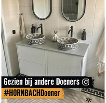 Badkamer met twee waskommen op een wastafelonderkast, twee spiegels en bijpassende kranen.