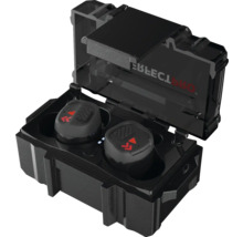 Zwarte Bluetooth oordopjes in oplaadcase