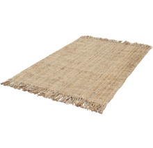 Rechthoekig vloerkleed van jute met franjes