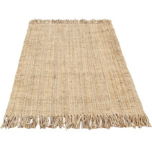 Rechthoekig vloerkleed van jute met franjes