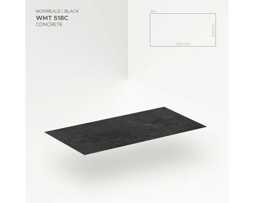 Monreale Black WMT 518C betonlook tegel, 1200 x 600 mm