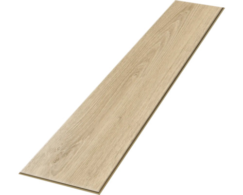 Laminaatplank of vinylplank in lichte houtlook eiken.