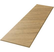Enkele laminaatplank met eiken decor en gestructureerde houtnerf.