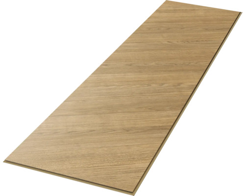 Enkele laminaatplank met eiken decor en gestructureerde houtnerf.