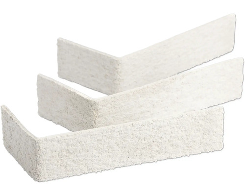 Witte hoekstrips voor wandbekleding met gestructureerd oppervlak in steenlook.