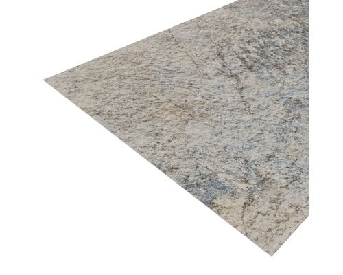 Vinylvloer met steenlook en grijze en beige structuur.