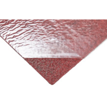 Rood zelfklevend afdekvlies met deels losgetrokken transparante folie.