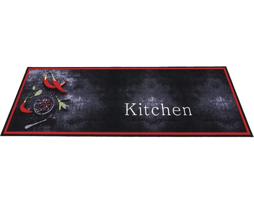 Vloermat met chilipepermotief en de tekst 'Kitchen'