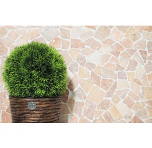 Decoratieve kunstplant in pot voor een wand met steenmotief