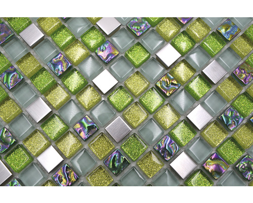 Mozaïektegelpatroon met glas-, glitter- en metaalelementen