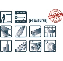 Symbolenverzameling: stalen elementen, hout, markeerstift en meer