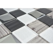 Mozaïektegels met glas-, hout- en golfpatroon