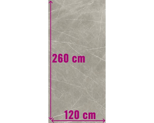 Tegel met afmetingen 260 cm bij 120 cm.