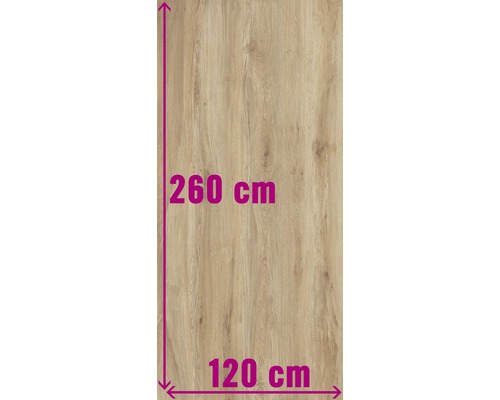 Houten paneel met de afmetingen 260 cm bij 120 cm