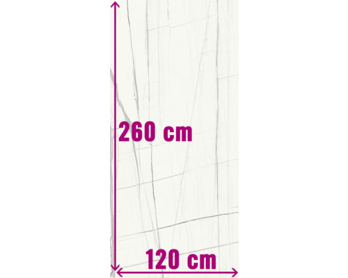 Tegelvoorbeeld met afmetingen: 260 cm hoog, 120 cm breed