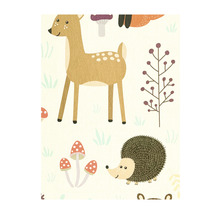 Illustratie met hert, egel en paddenstoelen