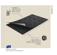 Deurmat van gerecycled materiaal met gerecyclede flessen en banden