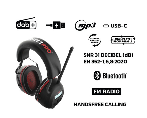 Perfectpro hoofdtelefoon met DAB+ en Bluetooth functie