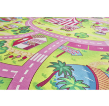 Speelkleed met wegen, ijssalon, circus en strandmotieven