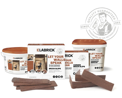 Elabrick startersset met steenstrips, hoeksteenstrips, primer en lijmmortel