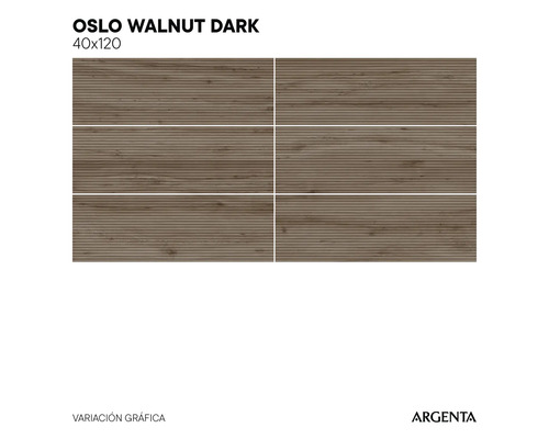 Donkere Oslo walnoot wandtegels, 40 bij 120 centimeter, met houtlook