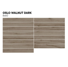 Tegels in donkere walnootlook, formaat 8x60