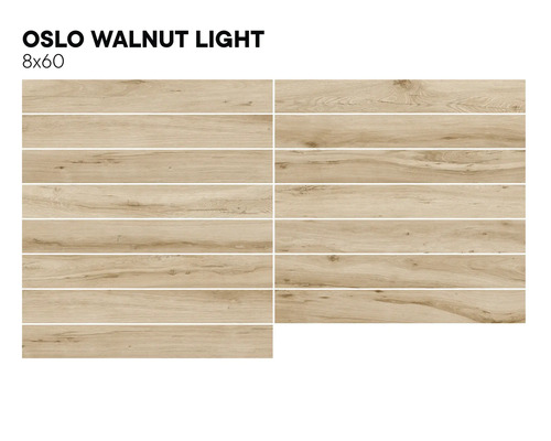 Keramische tegels met houtlook, Oslo Walnut Light, 8x60 centimeter
