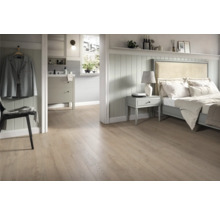 Lichte kamer met houtlook vloer, slaapkamer en badkamer