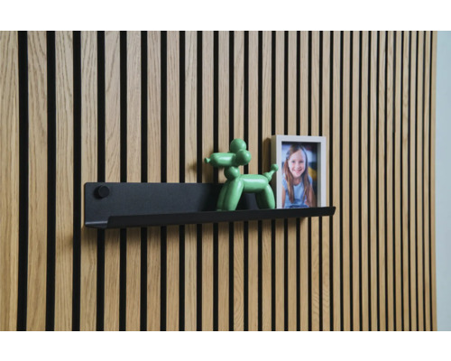 Wandpanelen met plank, decoratie en fotolijst