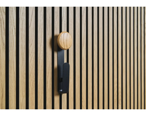 Wandpaneel met kledinghaak van hout en metaal