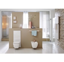 Moderne badkamer met wandcloset, bidet en handdoekradiator