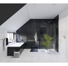 Moderne badkamer met ligbad, douche en radiator