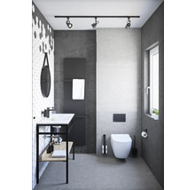 Moderne badkamer met wastafel, toilet en grijze accenten