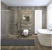 Lichte badkamer met douche, toilet en bad in een modern design