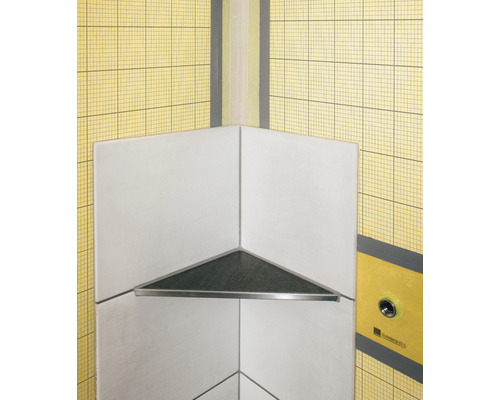 Hoekrek voor de douche met driehoekige plank