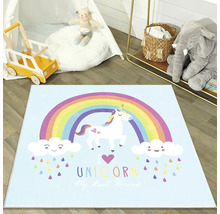 Vierkant kinderkamer tapijt met eenhoorn- en regenboogmotief