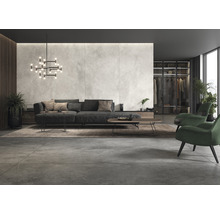 Moderne woonkamer met bank, fauteuils, tapijt en verlichting