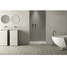 Moderne badkamer met douche, bad en twee wastafels