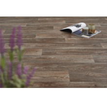 Bruine vinylvloer met houten patroon en tijdschrift