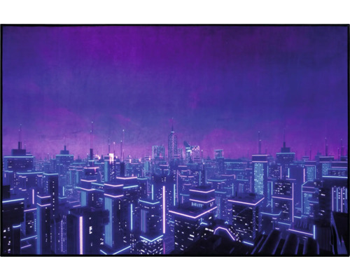 Schilderij op canvas met stadsgezicht en verlichting