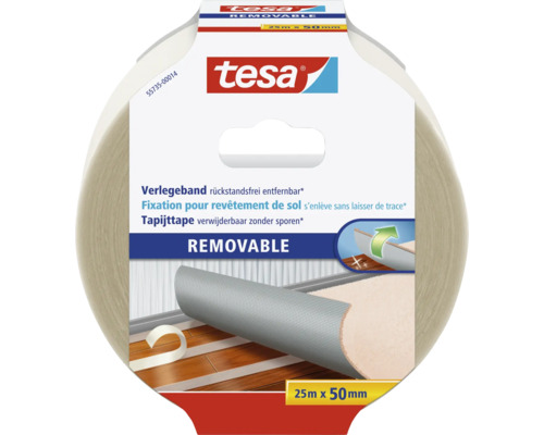 Tesa tapijttape verwijderbaar zonder sporen, 25 meter x 50 millimeter