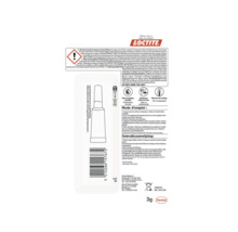 Loctite secondelijm 3g tube met instructies en waarschuwingssymbolen