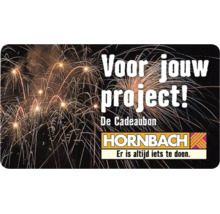 Cadeaubon van Hornbach met vuurwerkafbeelding en de tekst Voor jouw project
