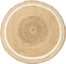 Rond jute vloerkleed met decoratieve strepen